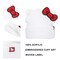 Hello Kitty Novelty Ear White Acrylic Beanie With Cut Fabric Bow With Embroidery And Red Woven Label Cuff Beanie